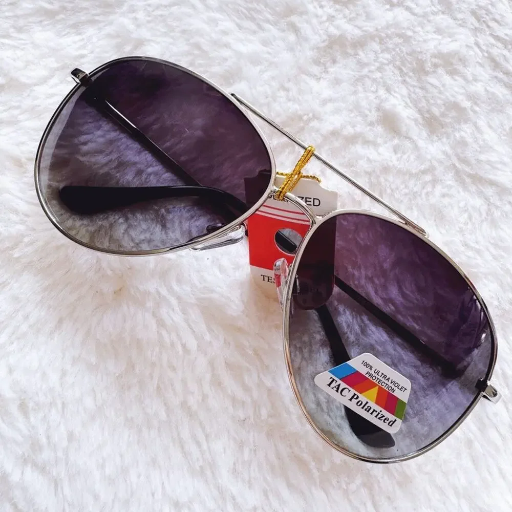 Felix Black W/Silver Rim Polarized Aviator Sunglasses